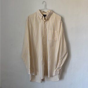 Lands’ End Supima Cotton Yellow w/ Blue Pink White Striped Oxford 16.5 36 Tall